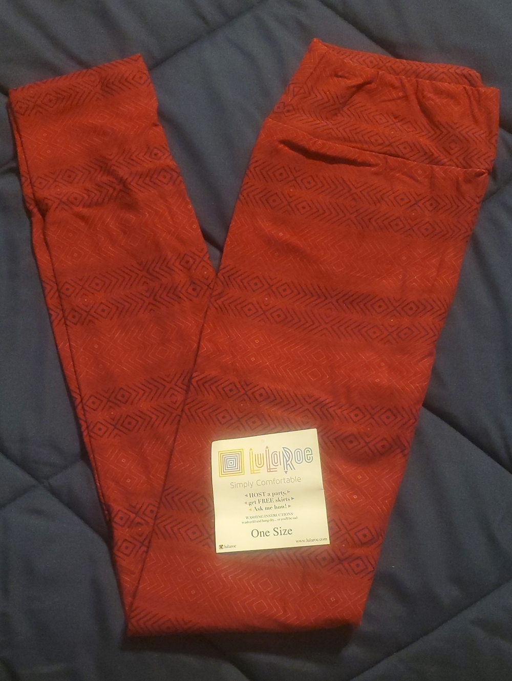 LuLaRoe Womens Maroon Geometric Print Leggings